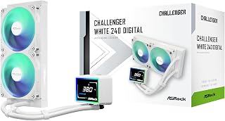 WATER COOLER ASROCK CHALLENGER WHITE 240 DIGITAL BRANCO 240MM ARGB COM DISPLAY