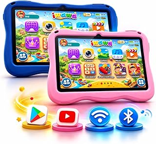 Tablet Infantil 7 Android 15 8GB RAM 128GB WiFi, Capa Protetora, Controle Parental, Jogos Educativos (Azul.)