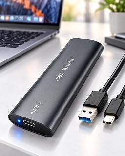 Case Externo Para SSD M.2 NVMe, USB-C 3.1, 10Gbps, Compatível com SSD 2230, 2242, 2260 e 2280, Portátil para Notebook e PC, Cabo USB-C Incluso