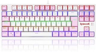 TECLADO GAMER REDRAGON DAKSA BRANCO E ROSA COM SWITCH MARROM