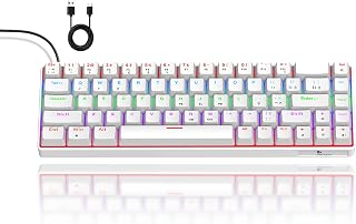 Bettdow Teclado Mecânico KM004 ABNT2, Teclado Gamer com Fio Compacto 68 Teclas com Switches Vermelho, RGB 17 Efeitos, Anti-Ghosting 21 Teclas, Type-C Destacável, para PC Mac Notebook