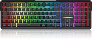 Redragon Teclado Mecânico Gamer Antonium Pro RGB Preto Full Size ABNT2 Switch Manbo Hotswap Keycaps Doubleshot ABS Gasket Mount 5 Camadas de Espuma Tri-Mode USB-C 2.4GHz Bluetooth