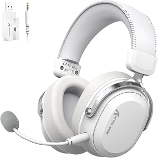 Headset Gamer Attack Shark L30 Pro Sem Fio Bluetooth 2.4GHz P2 3.5mm Som Surround 7.1 Microfone Removível Drivers 50mm (BRANCO COM CINZA)