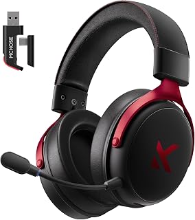 MCHOSE Fone de Ouvido Gamer Sem Fio V9 Pro com Som Surround 7.1 para Ps5, Ps4, Pc e Switch, Alta Velocidade de Conexão, Microfone com Cancelamento de Ruído, Bateria de 250 Horas, Baixa Latência de 15