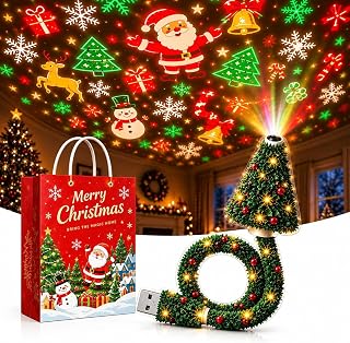 Projetor de Natal interno, alimentado por USB, projetor de luz festiva HD