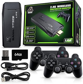 Game Stick Retrô 4K HDMI 64GB com 2 Controles Sem Fio – Video Game Retro para TV com Console e Jogos Clássicos