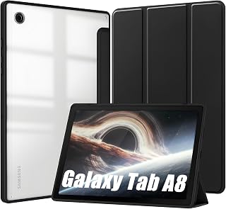 Capa Tablet para Samsung Galaxy Tab A8 10.5 Polegadas 2022/2021 Capinha Protetora Fina Capa Traseira Transparente Proteção com Suporte para Lápis - Preto