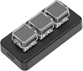 ASHATA Teclado Programável Com Fio de 3 Teclas, Teclado de Macro (Preta)