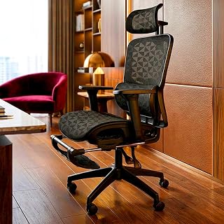Cadeira Escritório Ergonômica Confortável Supreme Comfort Al Cor Preto Com Suporte Lombar Suporte para Cabeça e Pés Estofado Mesh Premium de Alta Densidade