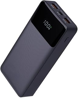 Power Bank 20000mAh Carregador Portátil 22.5W Turbo com Display LED Indicador Universal Preto