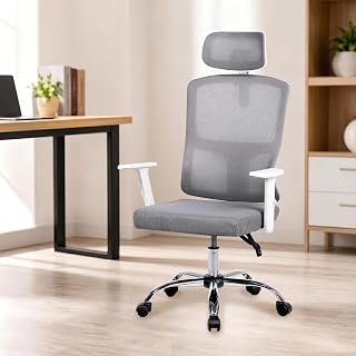 Cadeira Ergonômica 3D Ajustável com Reclinação 150°, Estrutura Reforçada 150kg, Cadeira de Trabalho com Apoio Lombar, Cabeça e Braços, Material Respirável (Branco)
