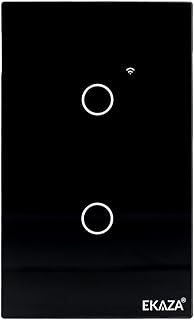 EKAZA Interruptor Inteligente, Touch, Wifi+BLE, 2 botões, Preto, Compatível com Google home e Alexa EKAT-T307-2P