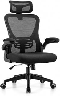 Cadeira de Escritório Ergonômica com Apoio de Cabeça Preta