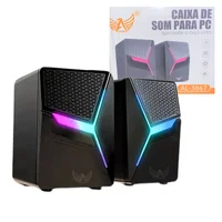 Caixa De Som Alto Falante RGB Computador Notebook P2 Usb Bluetooth