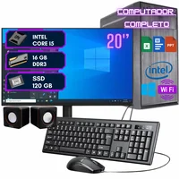 Computador Completo Home Office Intel Core I5, SSD 120gb, 16GB Ram,monitor 20 ",teclado E Mouse, Caixa De Som,wifi