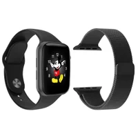 Kit 1 Relógio Inteligente Smartwatch Ld5 Preto Android Ios + 1 Multiira Extra Aço Milanese Preta Kit 1 Relógio Inteligente Smartwatch Ld5 Preto Android Ios + 1 Multiira Extra Aço Milanese Preta
