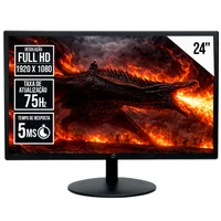 Monitor LED Brazil PC 24" 24wr-75, Full Hd 1920x1080, HDMI, Vga E Vesa, Widescreen, 75hz, 5ms - Preto