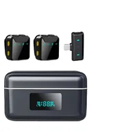 Microfone Lapela Duplo Sem Fio Case Tipo-c 30 Metros