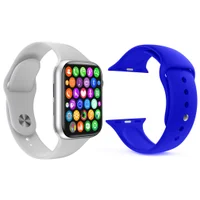 Kit 1 Relógio Inteligente Smartwatch Iwo9 Lite Branco Android Ios + 1 Multiira Extra Silicone Azul Escuro
