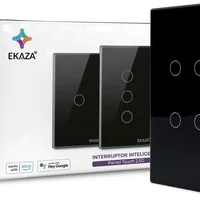 Interruptor Inteligente Wi-f 4 Botões 4x2 Preto Google Home E Alexa Ekaza Ekat-t307-4p