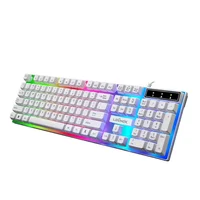 Teclado Gamer LED Usb RGB Semi-mecanico Anti-ghosting Branco Abnt2 Ley-2085