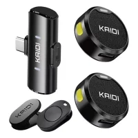 Microfone Lapela Sem Fio Tipo C Duplo Redondo Micro Wireless