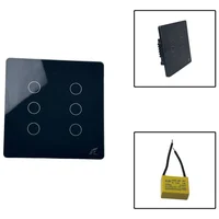 Interruptor Wifi Inteligente 4x4 6 Botões Smart Touch Alexa Preto Jwcom Sem Neutro