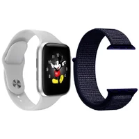 Kit 1 Relógio Inteligente Smartwatch Ld5 Branco Android Ios + 1 Multiira Nylon Azul Meia Noite