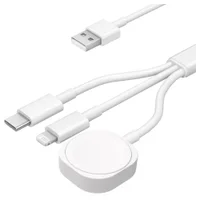 Cabo Usb 3 Em1 Para Carregamento Compativel Com Apple Watch Lightning E Tipo-c