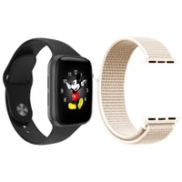 Kit 1 Relógio Inteligente Smartwatch Ld5 Preto Android Ios + 1 Multiira Extra Nylon Rosa Vintage