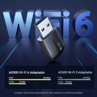 Adaptador Ugreen Wifi 6 Ax900mbps, Usb 3.0, Dual Band, Antena 5ghz 2.4ghz, Driver Integrado,