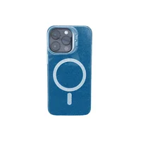 Capa Capinha Case Brilho Luxo Glitter Premium Magsafe Magnética Com Suporte Bracket Para Iphone 15 Pro Max - Azul Capa Capinha Case Brilho Luxo Glitter Premium Magsafe Magnética Com Suporte Bracket Para Iphone 15 Pro Max - Azul