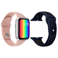 Kit 1 Relógio Inteligente Smartwatch W26 Tela Infinita Rosa Android Ios + 1 Multiira Extra Sport Azul E Preto