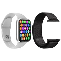 Kit 1 Relógio Inteligente Smartwatch Iwo9 Lite Branco Android Ios + 1 Multiira Extra Nylon Preto