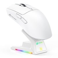 Mouse Gamer sem Fio Attack Shark X1, Ultraleve, com Base de Carregamento Magnético RGB, Tri-Mode, 40.000 DPI, Sensor Óptico PAW3395 PRO, 6 Botões - Branco