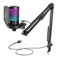 Microfone Gamer Fifine Superframe Edition Sfm1, RGB, Usb, Black, Com Braço Articulado, Fifine Superframe Edition Sfm1