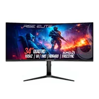 Monitor Gamer Curvo Rise Mode Elite 34", QHD, 165Hz, 1ms, VA, FreeSync, HDR 400, Preto, DisplayPort e HDMI, sRGB 110% - RM-MOG-34C1652K-B