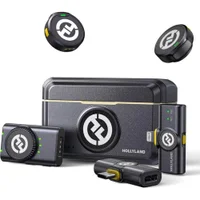Microfone Lapela Sem Fio Hollyland Lark M2 Kit Usb-c, Lightning E Câmera, 300m, Preto