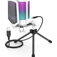 Microfone Gamer Fifine A6v RGB Usb Condensador Para PC – Branco Microfone Gamer Fifine A6v RGB Usb Condensador Para PC – Branco