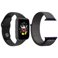 Kit 1 Relógio Inteligente Smartwatch Ld5 Preto Android Ios + 1 Multiira Extra Nylon Azul Marinho