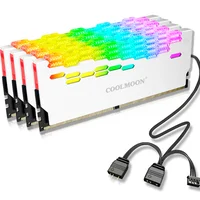 Kit 4 Dissipadores de Calor para Memória RAM, Branca, ARGB 5V, 3 Pinos, Coolmoon, DDR3, DDR4, DDR5