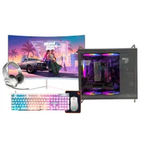 Computador Gamer Intel i9 11ª 32gb Ram, SSD 1TB, RTX 4060 8GB, Monitor 23" Curvo Branco, Gabinete Tiny Pro Cinza