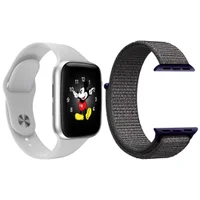 Kit 1 Relógio Inteligente Smartwatch Ld5 Branco Android Ios + 1 Multiira Extra Nylon Azul Marinho