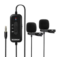Microfone De Lapela Mamen Duplo Profissional PRO, Bateria Interna, Para Smartphones, Câmeras E Notebooks - KM-D2 Microfone De Lapela Mamen Duplo Profissional PRO, Bateria Interna, Para Smartphones, Câmeras E Notebooks - KM-D2