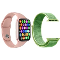 Kit 1 Relógio Inteligente Smartwatch W34 S Rosa Android Ios + 1 Multiira Extra Nylon Verde