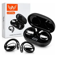 Fone Bluetooth Esportivo Com Gancho E Case Display LED Preto