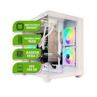 PC Gamer Alligator Shop Amd Ryzen 5 5600gt, Watercooler 240mm, Memória Ram 16gb Ddr4, SSD 480GB, Vega 7 Branco White