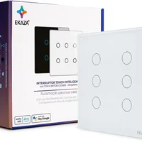 Interruptor Inteligente 6 Botões 4x4 Zigbee Branco Google Home Alexa Ekaza Ekat-t3074-6wz