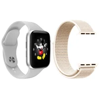 Kit 1 Relógio Inteligente Smartwatch Ld5 Branco Android Ios + 1 Multiira Extra Nylon Rosa Vintage