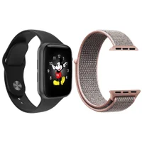 Kit 1 Relógio Inteligente Smartwatch Ld5 Preto Android Ios + 1 Multiira Extra Nylon Rosa